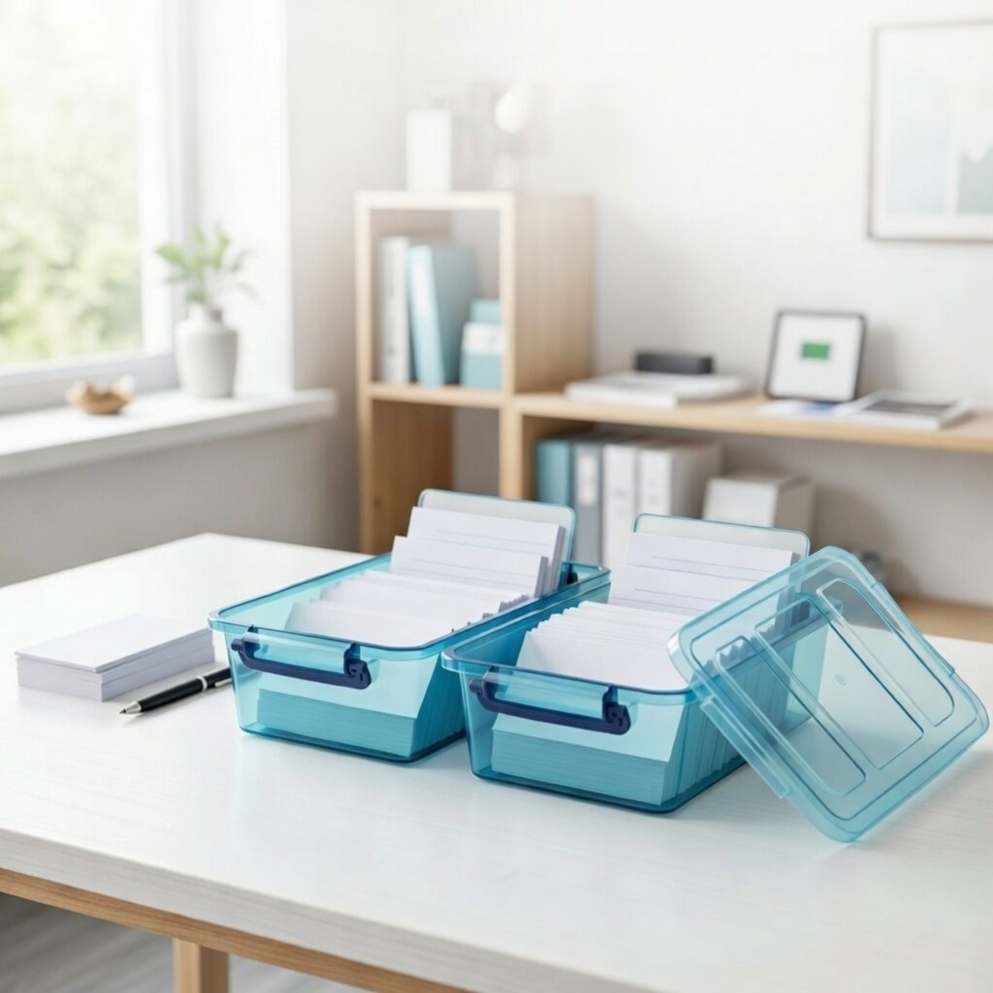 Card Index Box - 2 sztuki przezroczystych segregatorów na kartki