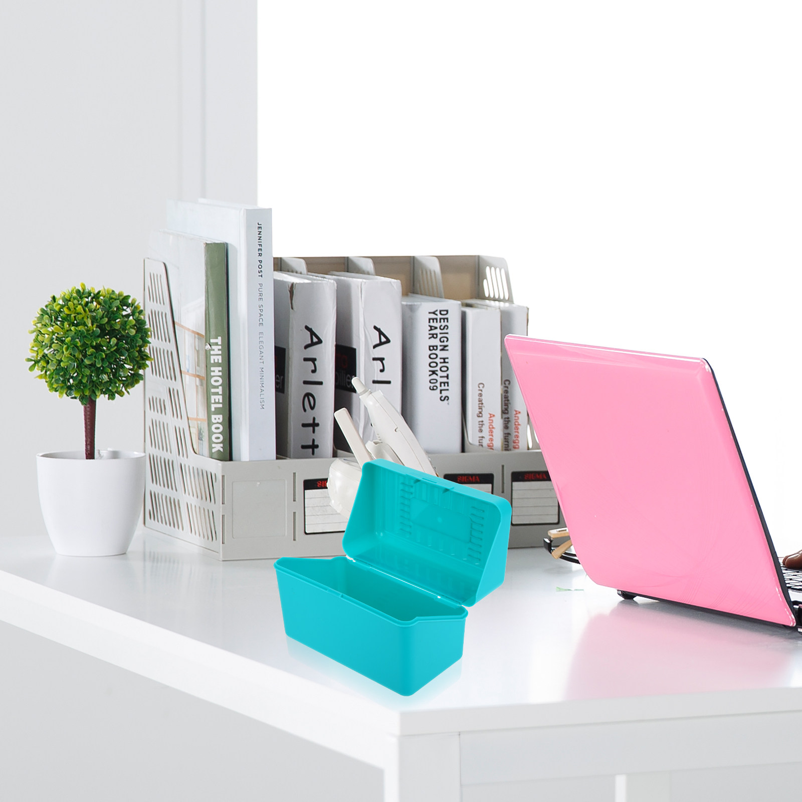Index Card Holder - 4-częściowy organizer na karty indeksowe, plastikowy