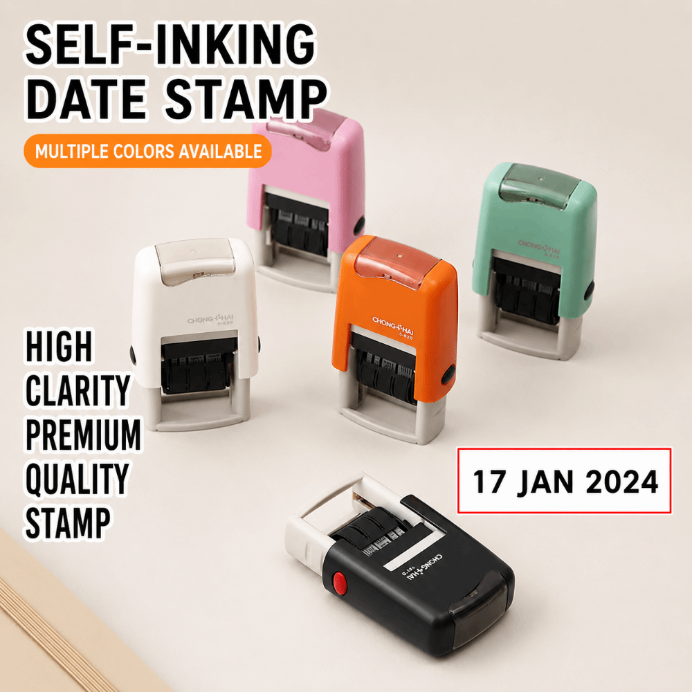 Rubber Date Stamp - Automatyczny stempel z datą (dzień-miesiąc-rok), wersja
