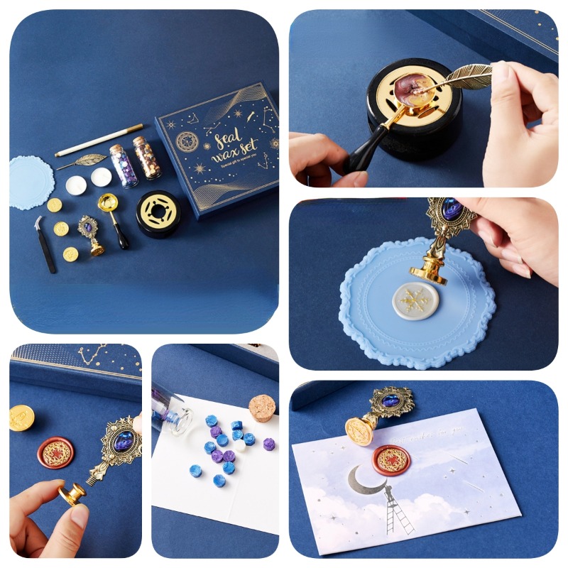 Wax Seal Stamp Set - Gwieździsty ogień lakier zestaw stempli koperta