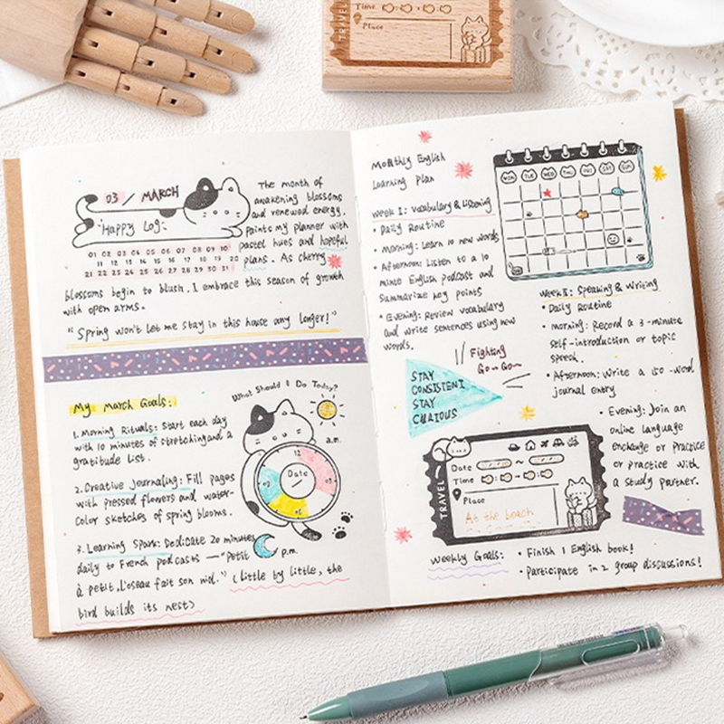 Uroczy Kotek Drewniany Stempel – Rubber Date Stamp recenzja i cena