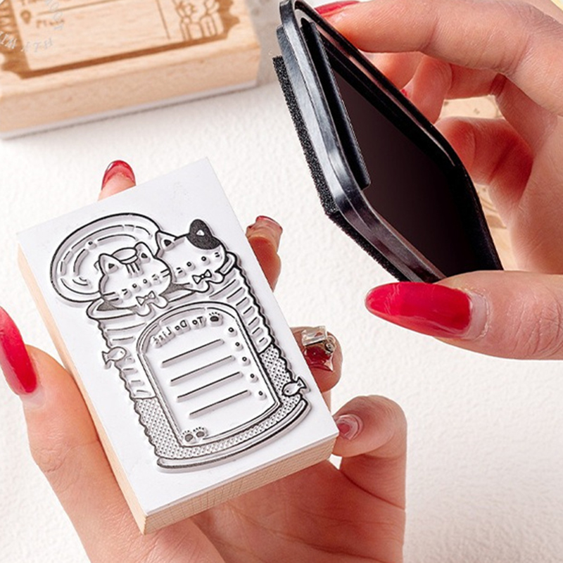 Uroczy Kotek Drewniany Stempel – Rubber Date Stamp recenzja i cena