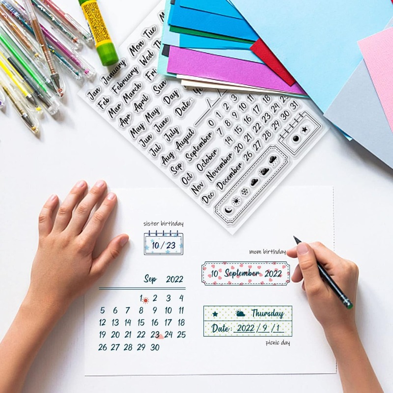 1PC 8.3x5.8in kalendarz przezr – Rubber Date Stamp recenzja i cena